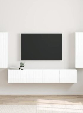 VidaXL TV Wandkast 2 pcs Glanzend Wit 30 x 31 x 80 cm Bewerkt hout