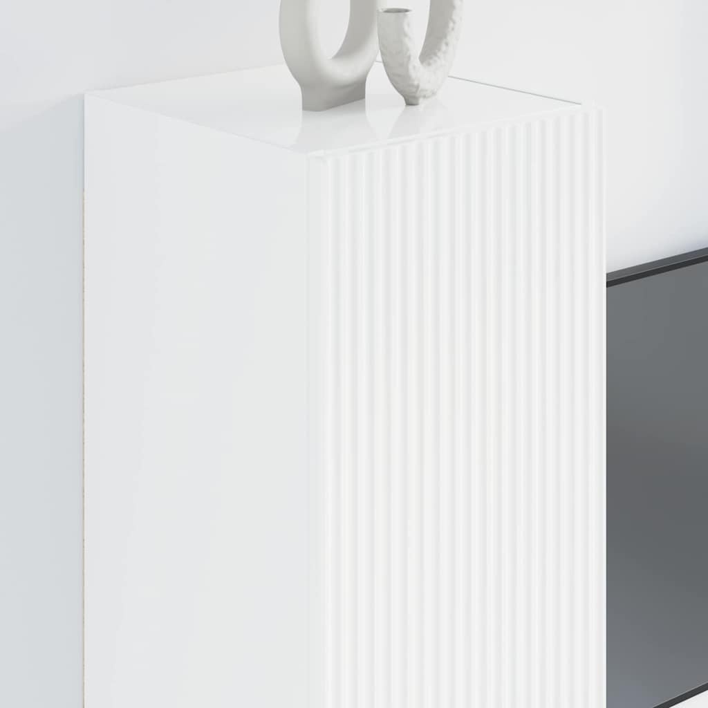 VidaXL TV Wandkast 2 pcs Glanzend Wit 30 x 31 x 80 cm Bewerkt hout