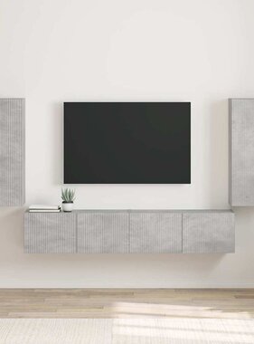 VidaXL TV Wandkast 2 pcs Beton 30 x 31 x 80 cm Bewerkt hout