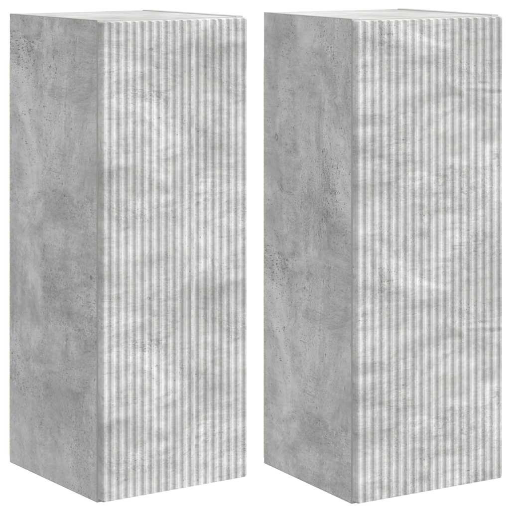 VidaXL TV Wandkast 2 pcs Beton 30 x 31 x 80 cm Bewerkt hout