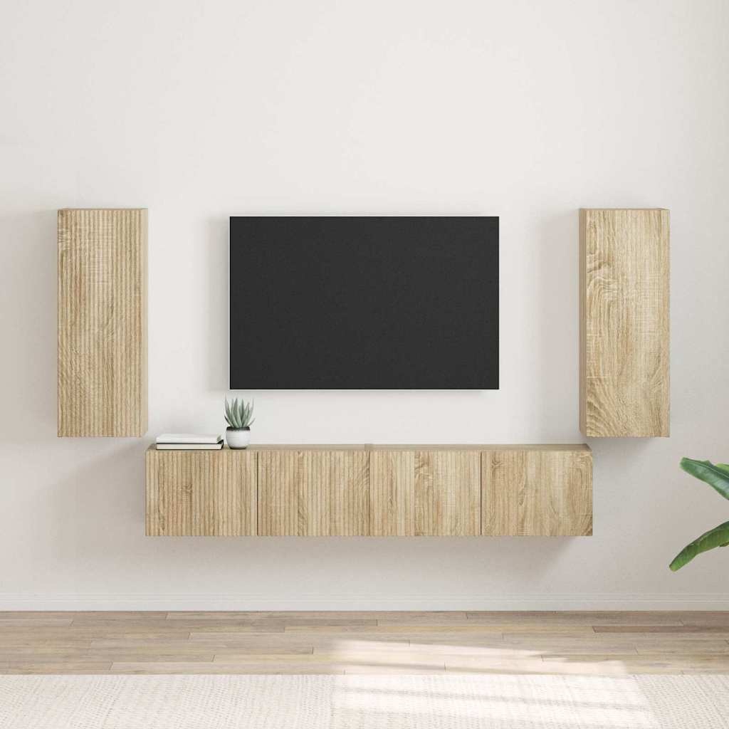 VidaXL TV Wandkast 2 pcs Sonoma 30 x 31 x 80 cm Bewerkt hout