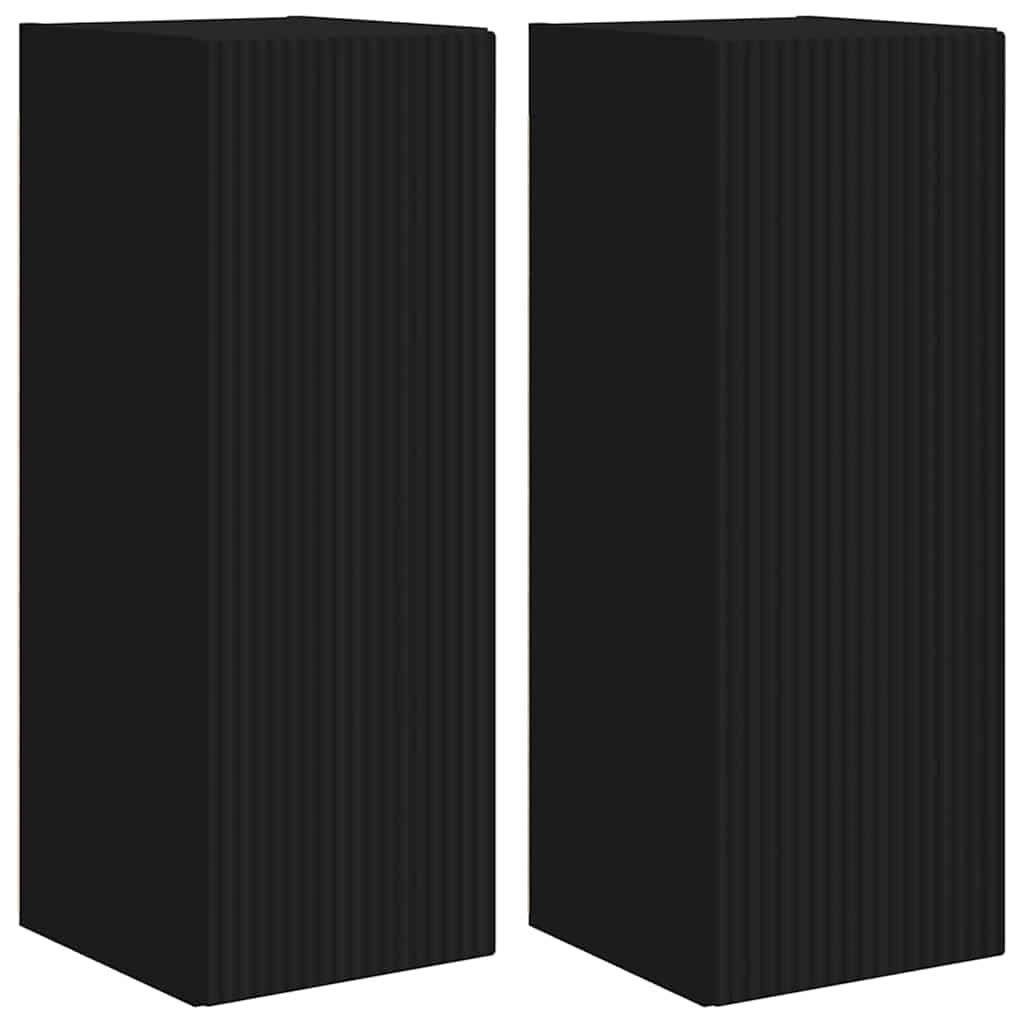 VidaXL TV Wandkast 2 pcs Zwart 30 x 31 x 80 cm Bewerkt hout
