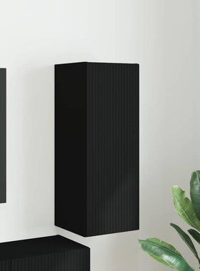 VidaXL TV Wandkast Wandgemonteerd Zwart 30 x 31 x 80 cm Bewerkt hout