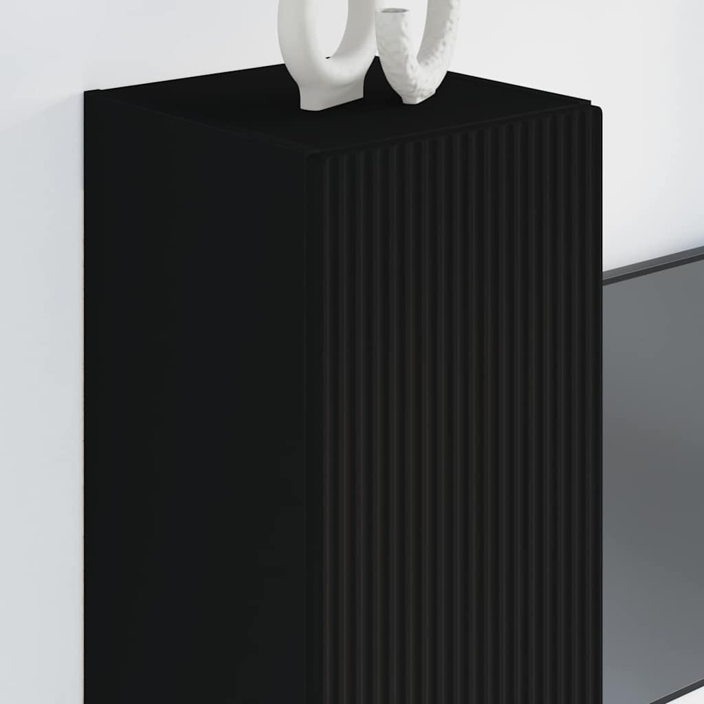 VidaXL TV Wandkast Wandgemonteerd Zwart 30 x 31 x 80 cm Bewerkt hout