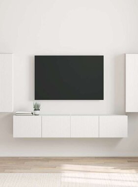VidaXL TV Wandkast 2 pcs Wit 30 x 31 x 80 cm Bewerkt hout