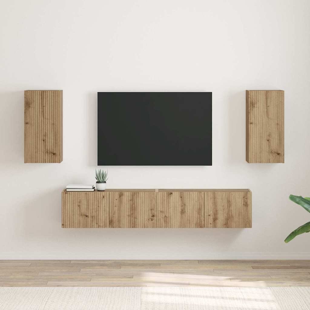 VidaXL TV Wandkast 2 pcs Ambachtelijk eiken 30 x 31 x 60 cm