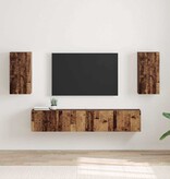VidaXL TV Wandkast 2 pcs Oud Hout 30 x 31 x 60 cm Bewerkt hout