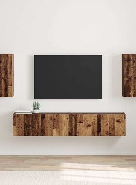 VidaXL TV Wandkast 2 pcs Oud Hout 30 x 31 x 60 cm Bewerkt hout