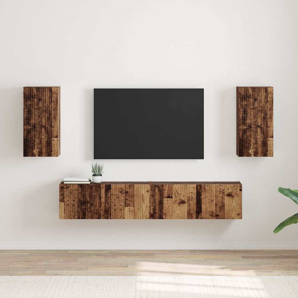 VidaXL TV Wandkast 2 pcs Oud Hout 30 x 31 x 60 cm Bewerkt hout