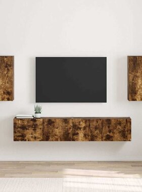VidaXL TV Wandkast 2 pcs Gerookt eiken 30 x 31 x 60 cm Bewerkt hout