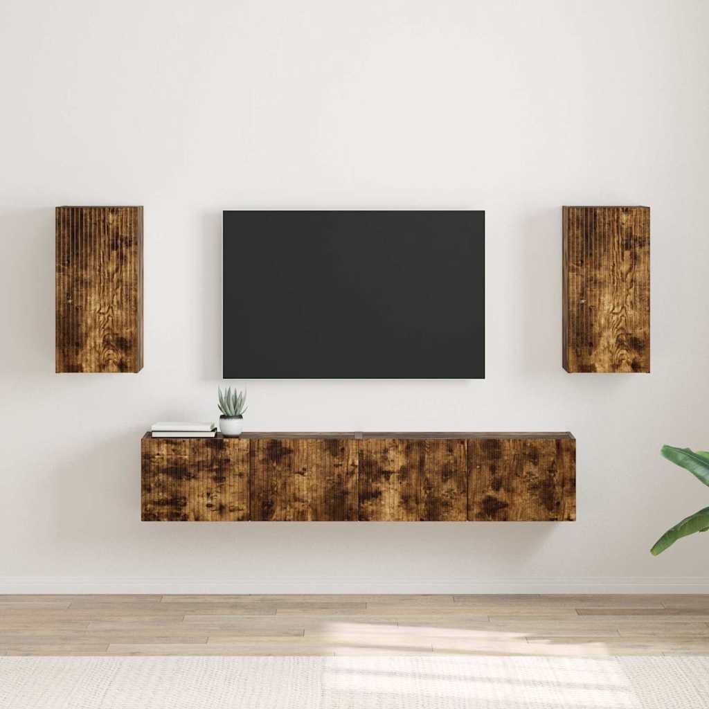 VidaXL TV Wandkast 2 pcs Gerookt eiken 30 x 31 x 60 cm Bewerkt hout
