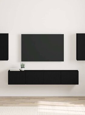 VidaXL TV Wandkast 2 pcs Zwart 30 x 31 x 60 cm Bewerkt hout