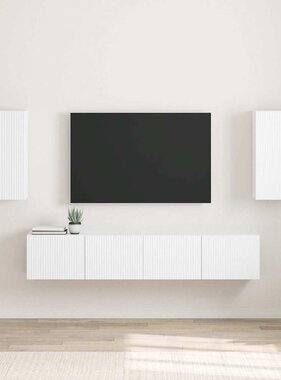 VidaXL TV Wandkast 2 pcs Wit 30 x 31 x 60 cm Bewerkt hout