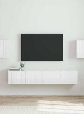 VidaXL TV Wandkast 2 pcs Glanzend Wit 30 x 31 x 40 cm Bewerkt hout