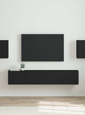 VidaXL TV Wandkast 2 pcs Zwart 30 x 31 x 40 cm Bewerkt hout