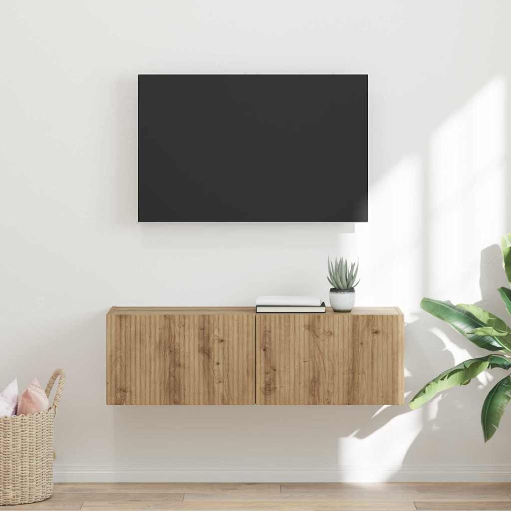 VidaXL TV Wandkast Ambachtelijk eiken 60 x 31 x 29.5 cm Bewerkt hout