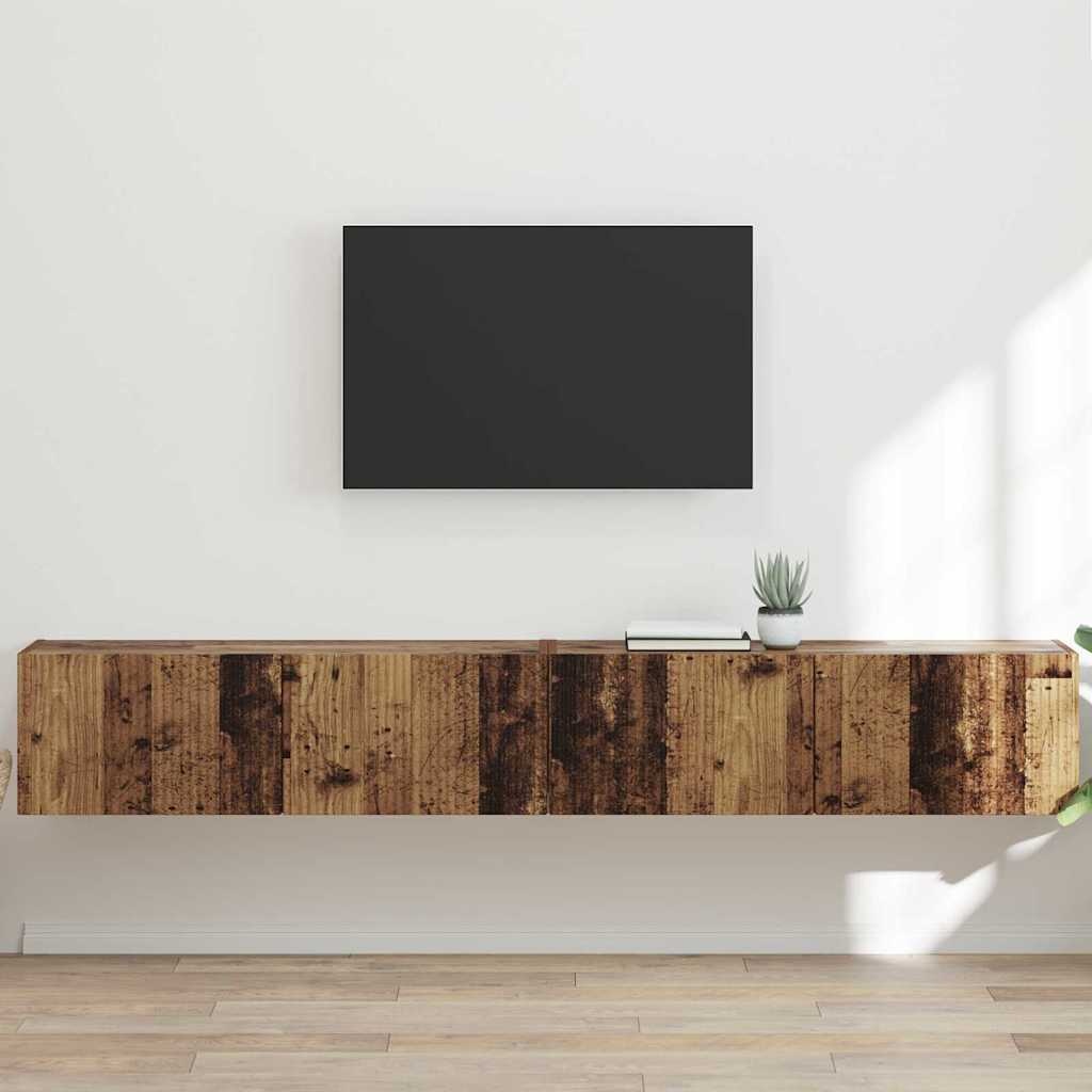 VidaXL TV Wandkast 2 pcs Oud Hout 60 x 31 x 29.5 cm Bewerkt hout