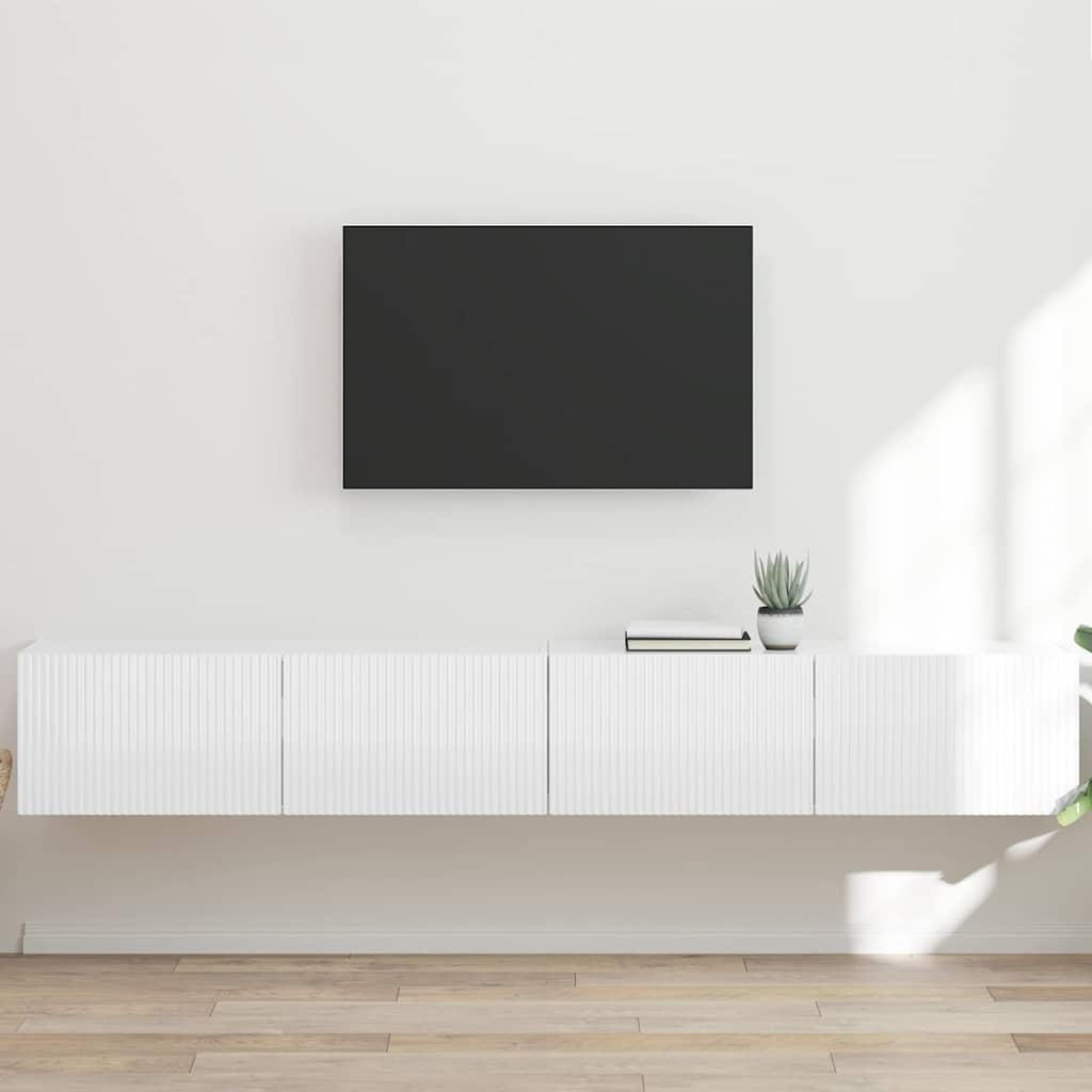 VidaXL TV Wandkast 2 pcs Glanzend Wit 60 x 31 x 29.5 cm Bewerkt hout