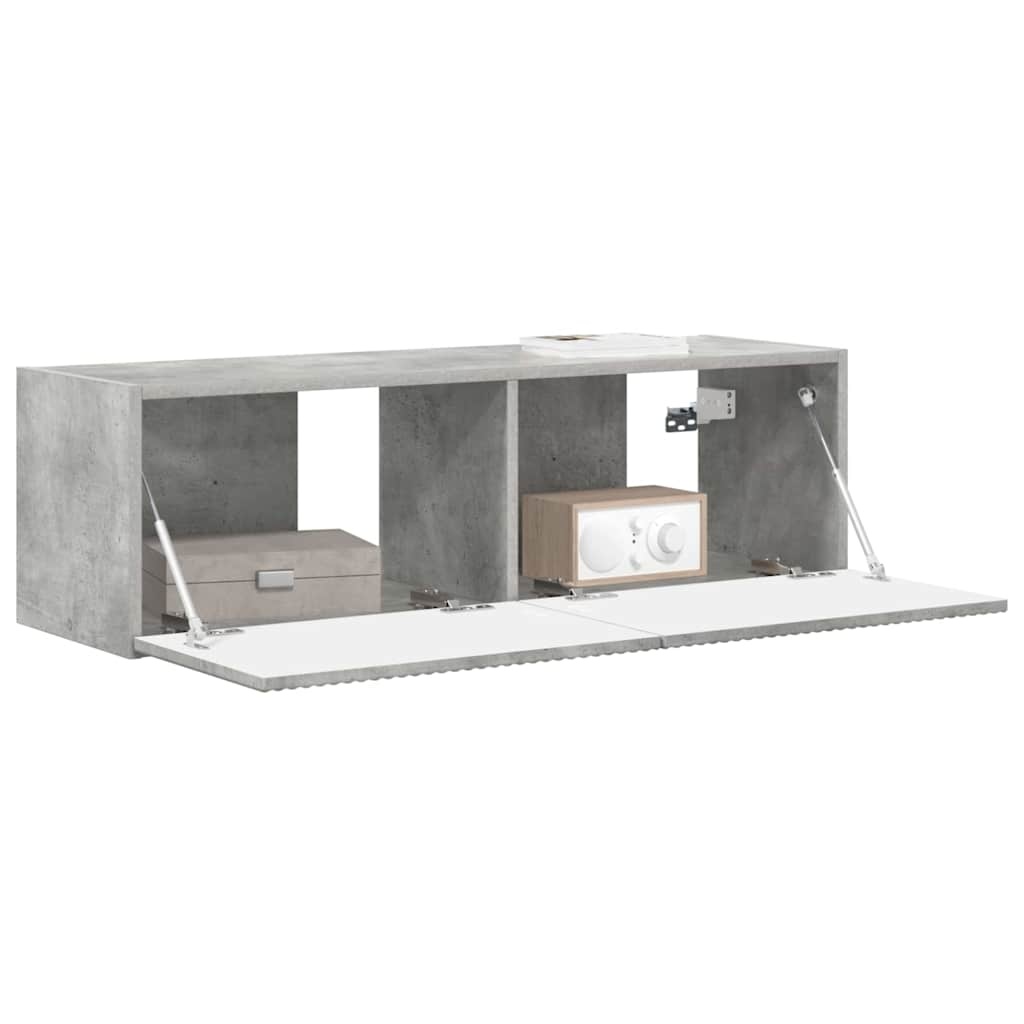 VidaXL TV Wandkast Wandgemonteerd Beton 60 x 31 x 29.5 cm Bewerkt hout