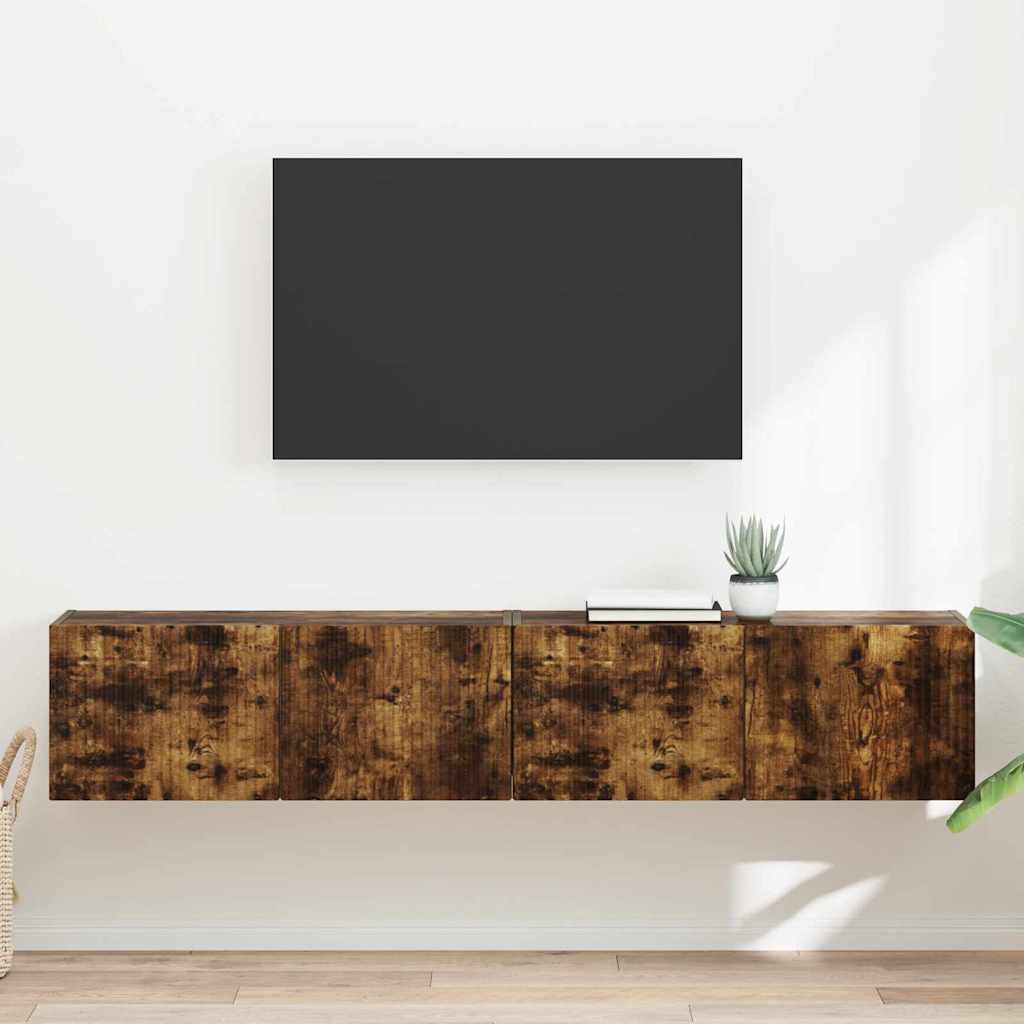 VidaXL TV Wandkast 2 pcs Gerookt eiken 60 x 31 x 29.5 cm Bewerkt hout