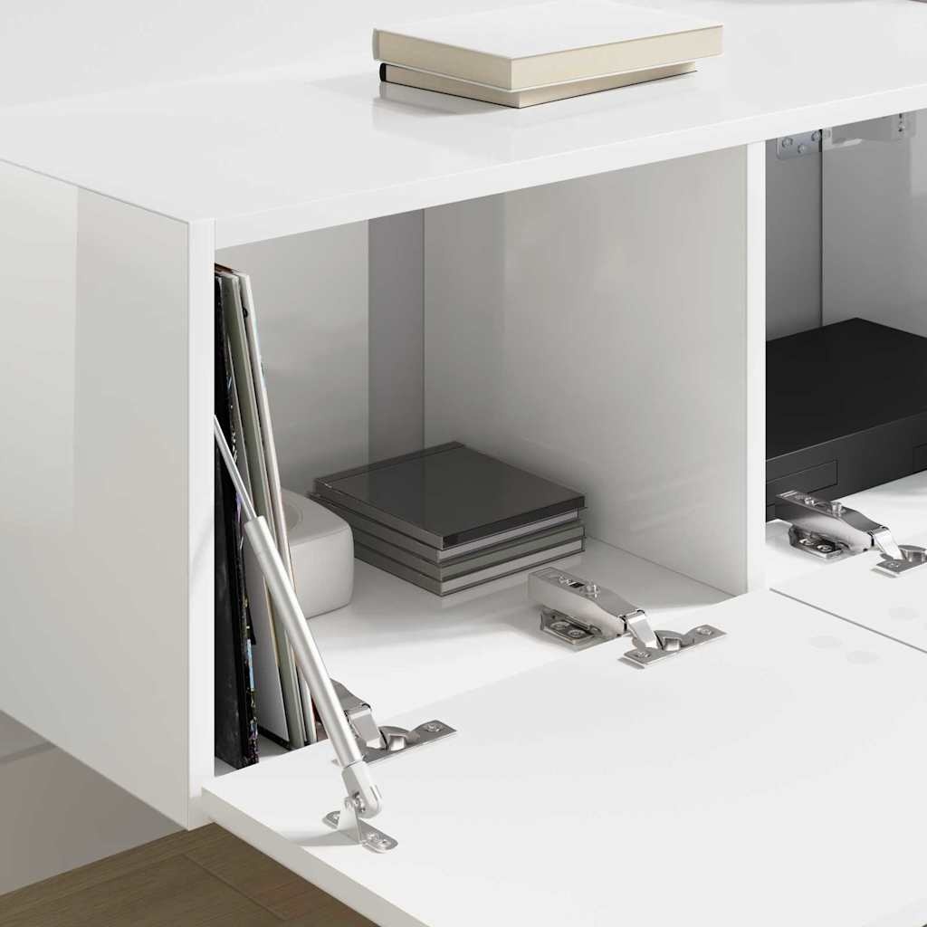 VidaXL TV Wandkast 2 pcs Glanzend Wit 60 x 31 x 29.5 cm Bewerkt hout