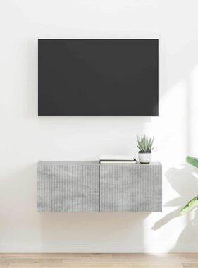 VidaXL TV Wandkast Wandgemonteerd Beton 60 x 31 x 29.5 cm Bewerkt hout