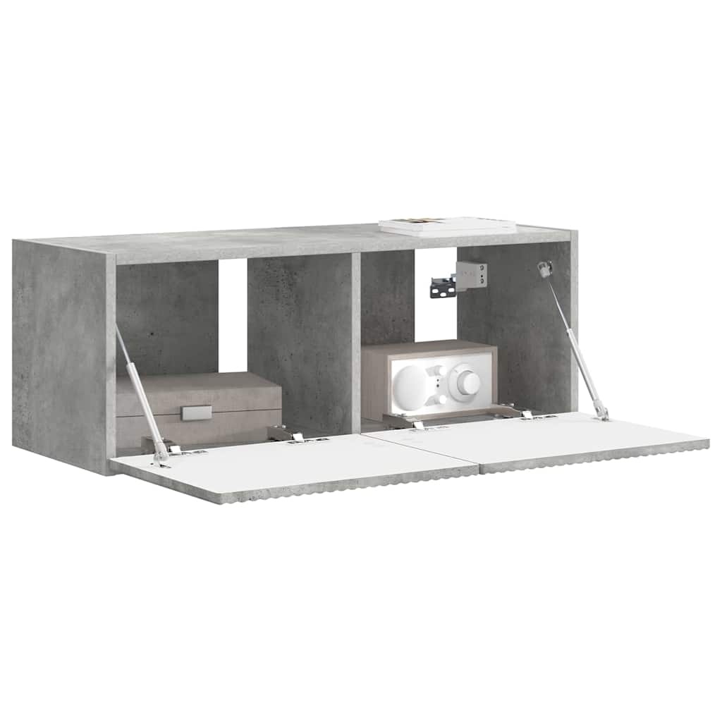VidaXL TV Wandkast Wandgemonteerd Beton 60 x 31 x 29.5 cm Bewerkt hout
