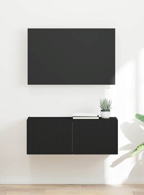 VidaXL TV Wandkast Wandgemonteerd Zwart 60 x 31 x 29.5 cm Bewerkt hout