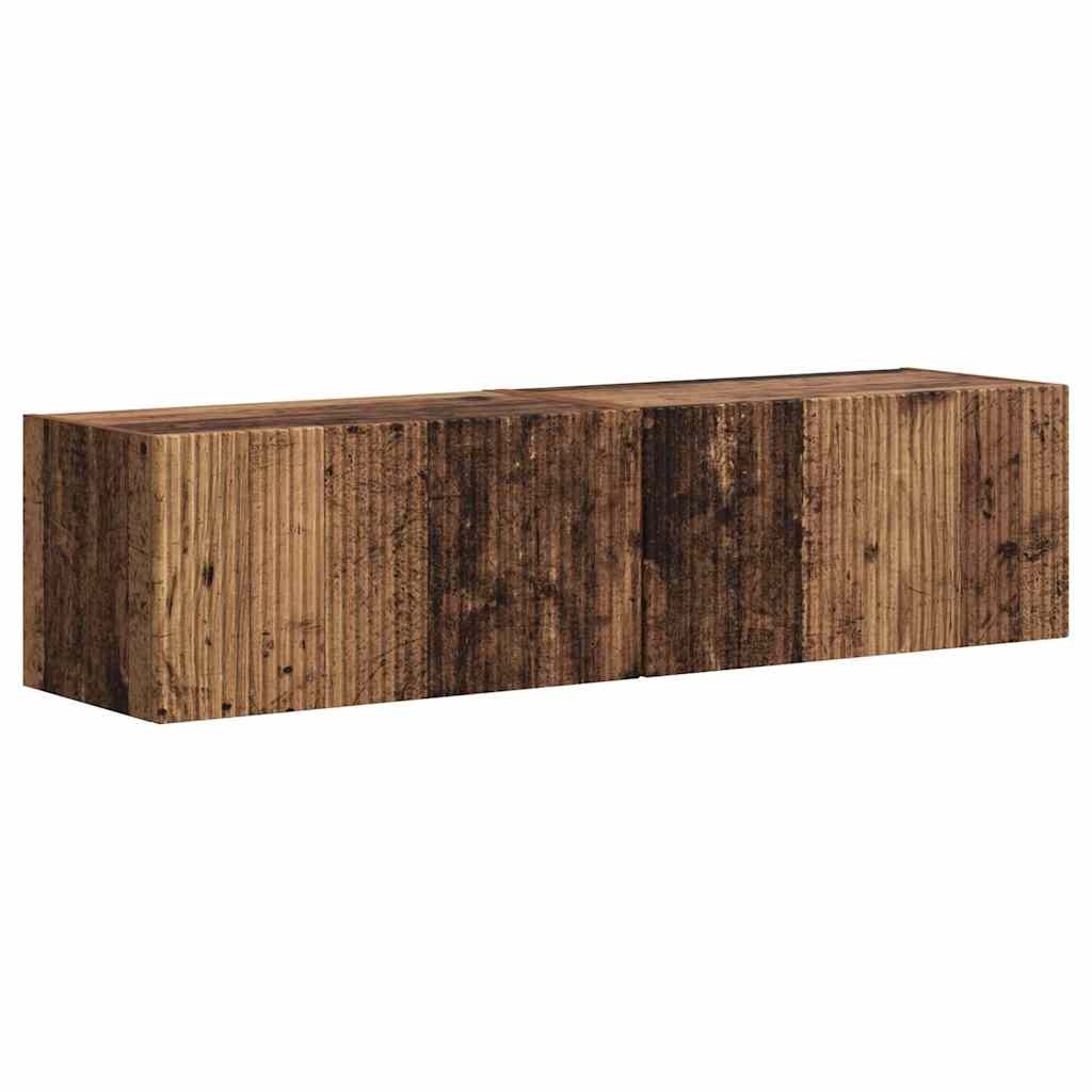 VidaXL TV Wandkast 2 pcs Oud Hout 60 x 31 x 29.5 cm Bewerkt hout