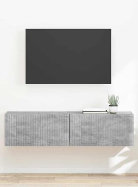 VidaXL TV Wandkast 2 pcs Beton 60 x 31 x 29.5 cm Bewerkt hout