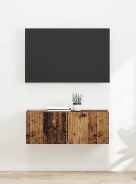 VidaXL TV Wandkast 2 pcs Oud Hout 60 x 31 x 29.5 cm Bewerkt hout