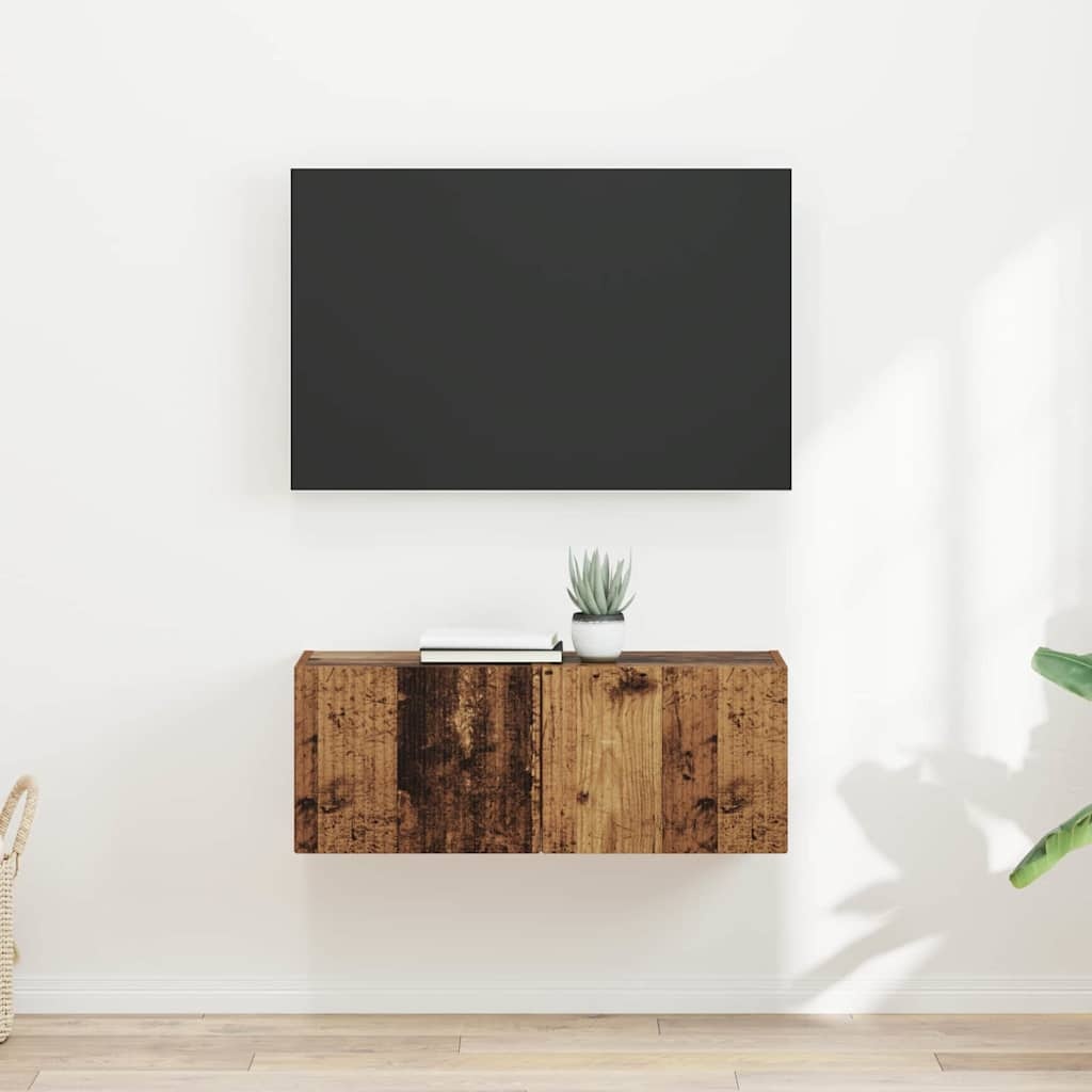 VidaXL TV Wandkast 2 pcs Oud Hout 60 x 31 x 29.5 cm Bewerkt hout