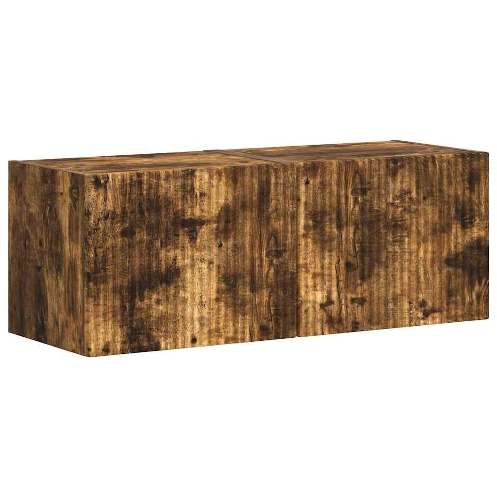 VidaXL TV Wandkast 2 pcs Gerookt eiken 60 x 31 x 29.5 cm Bewerkt hout