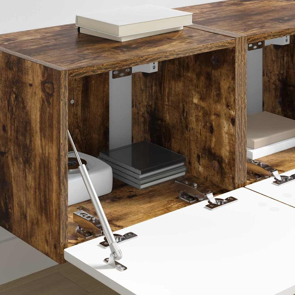 VidaXL TV Wandkast 2 pcs Gerookt eiken 60 x 31 x 29.5 cm Bewerkt hout