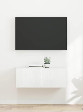 VidaXL TV Wandkast 2 pcs Glanzend Wit 60 x 31 x 29.5 cm Bewerkt hout