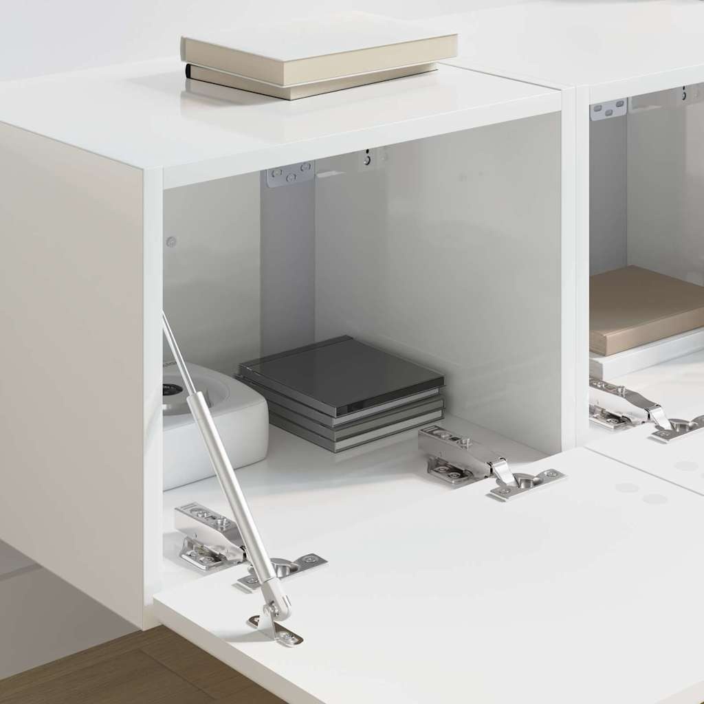 VidaXL TV Wandkast 2 pcs Glanzend Wit 60 x 31 x 29.5 cm Bewerkt hout