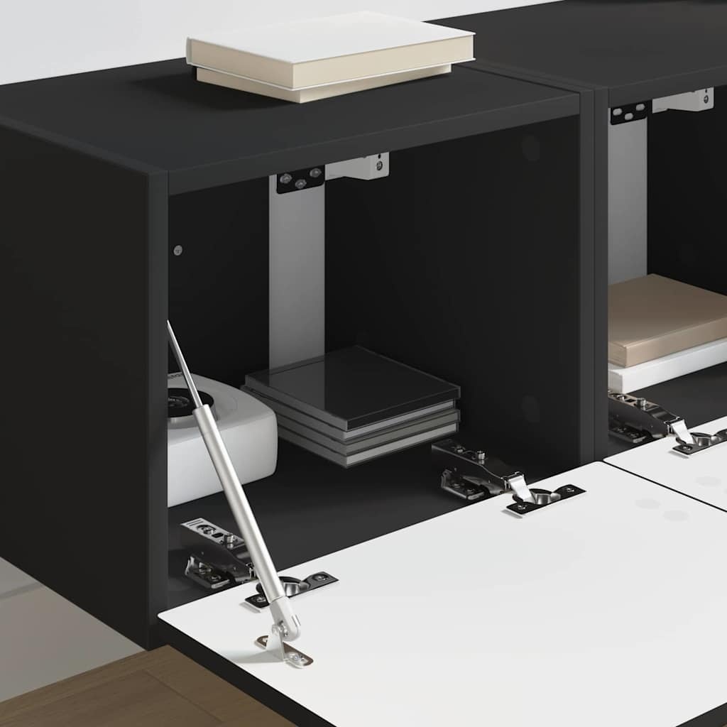 VidaXL TV Wandkast 2 pcs Zwart 60 x 31 x 29.5 cm Bewerkt hout