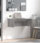 VidaXL Aan de muur bevestigd bureau Grijs Sonoma 80 x 45 x 30 cm
