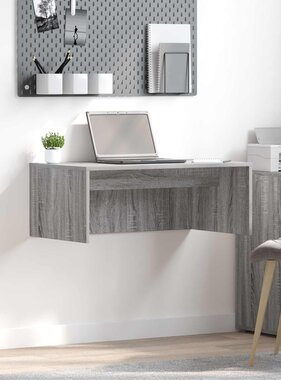 VidaXL Aan de muur bevestigd bureau Grijs Sonoma 80 x 45 x 30 cm