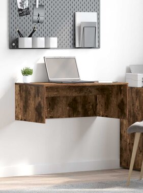VidaXL Aan de muur bevestigd bureau Gerookt eiken 80 x 45 x 30 cm