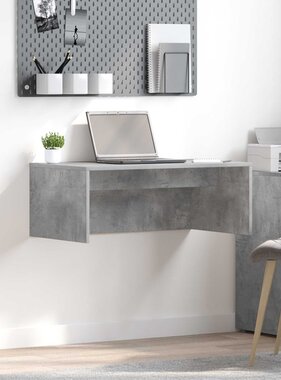 VidaXL Aan de muur bevestigd bureau Beton Grijs 80 x 45 x 30 cm