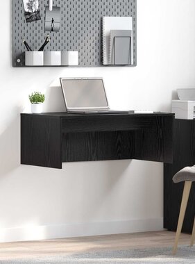 VidaXL Aan de muur bevestigd bureau Zwart Eiken 80 x 45 x 30 cm