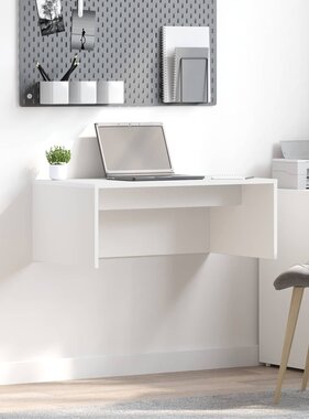 VidaXL Aan de muur bevestigd bureau Wit 80 x 45 x 30 cm Bewerkt hout