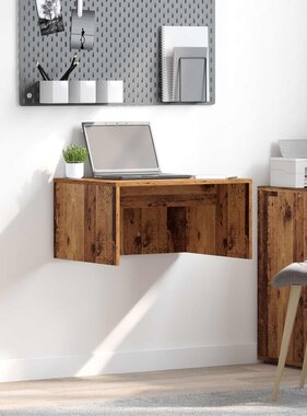 VidaXL Aan de muur bevestigd bureau Oud Hout 60 x 45 x 30 cm