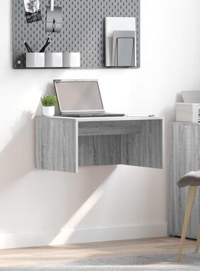 VidaXL Aan de muur bevestigd bureau Grijs Sonoma 60 x 45 x 30 cm