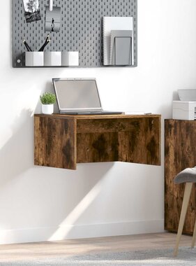 VidaXL Aan de muur bevestigd bureau Gerookt eiken 60 x 45 x 30 cm