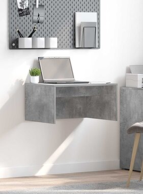 VidaXL Aan de muur bevestigd bureau Beton Grijs 60 x 45 x 30 cm