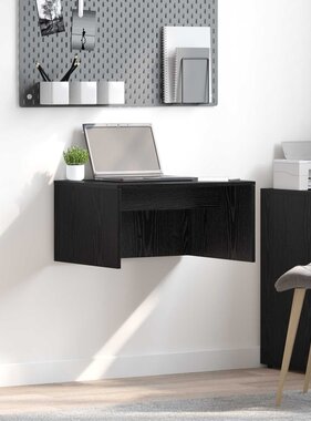 VidaXL Aan de muur bevestigd bureau Zwart Eiken 60 x 45 x 30 cm