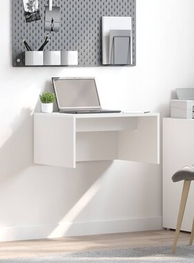 VidaXL Aan de muur bevestigd bureau Wit 60 x 45 x 30 cm Bewerkt hout