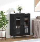 VidaXL Dressoir Zwart Eiken 69,5 x 34 x 90 cm Bewerkt hout